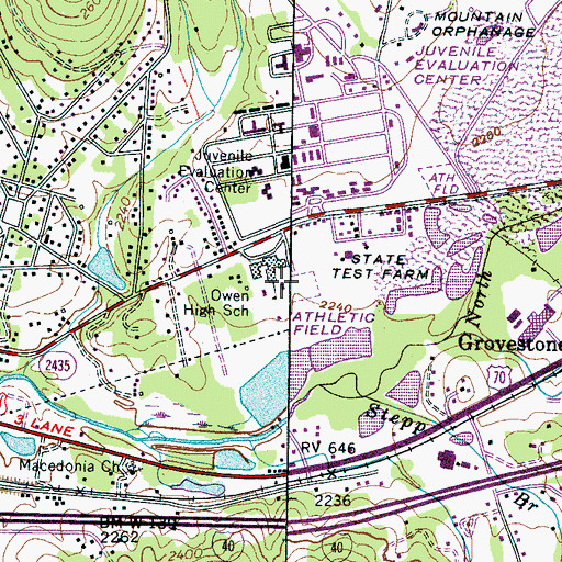 Topographic Map of Owen High School, NC