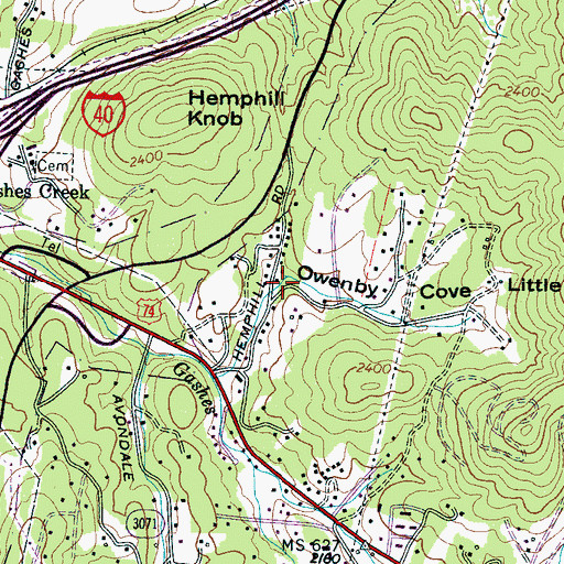 Topographic Map of Owenby Cove, NC