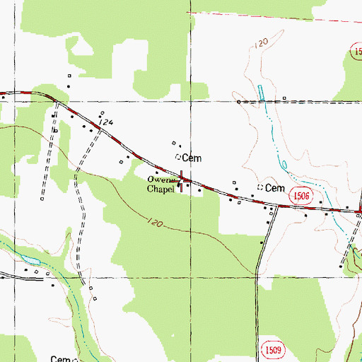 Topographic Map of Owens Chapel, NC