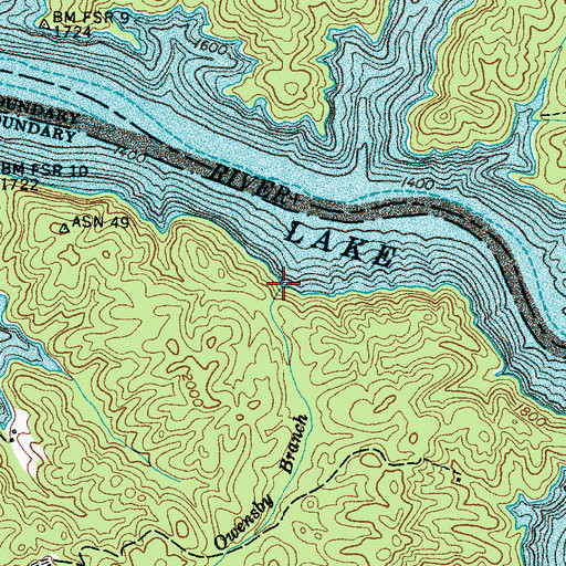 Topographic Map of Owensby Branch, NC