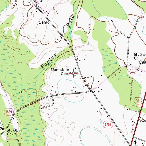 Topographic Map of Oxendine Cemetery, NC