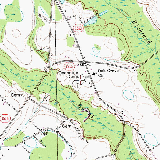 Topographic Map of Oxendine Cemetery, NC