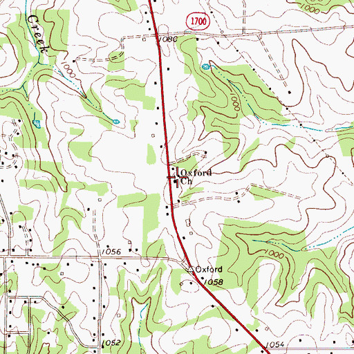 Topographic Map of Oxford Church, NC