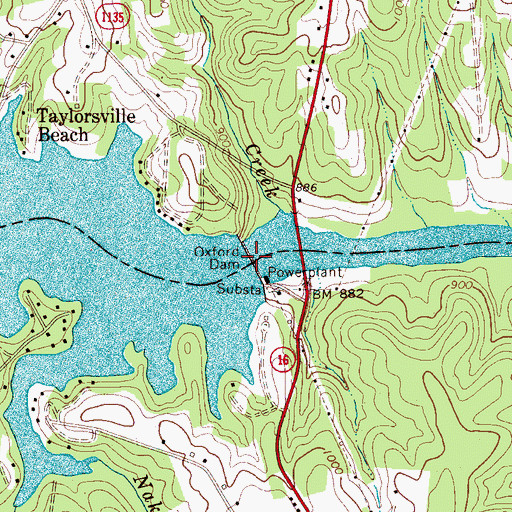 Topographic Map of Oxford Dam, NC