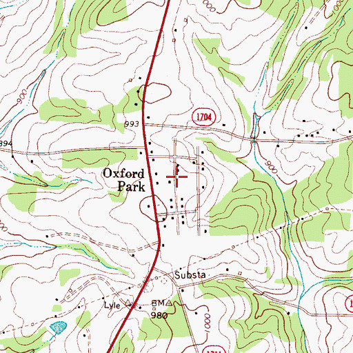 Topographic Map of Oxford Park, NC