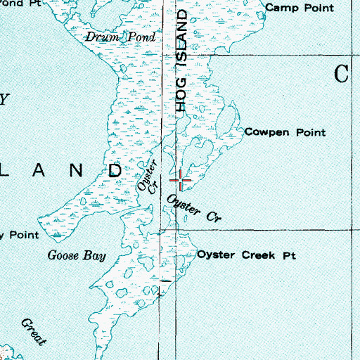Topographic Map of Oyster Creek, NC