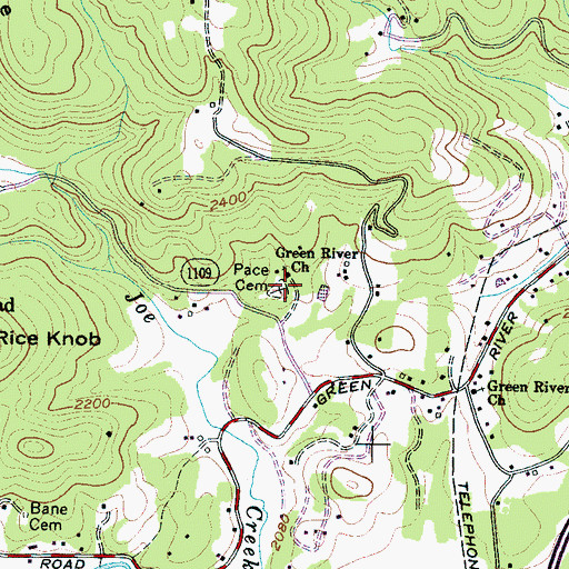 Topographic Map of Pace Cemetery, NC