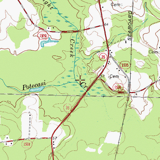 Topographic Map of Paddys Delight Creek, NC
