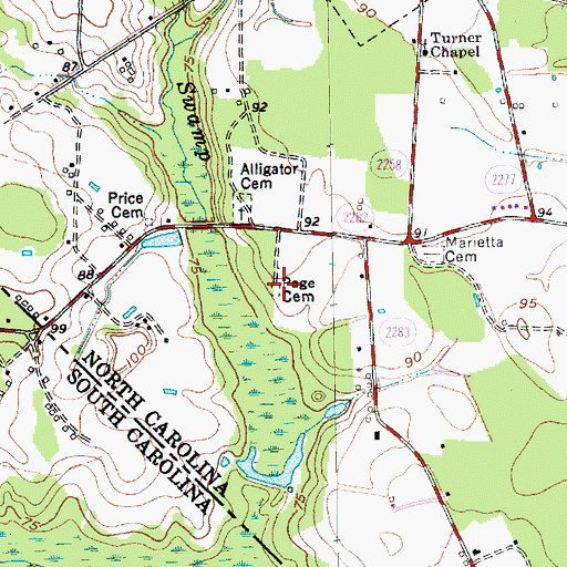 Topographic Map of Page Cemetery, NC
