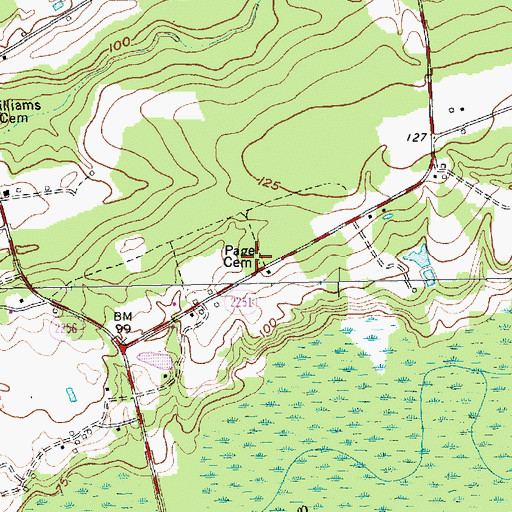 Topographic Map of Page Cemetery, NC