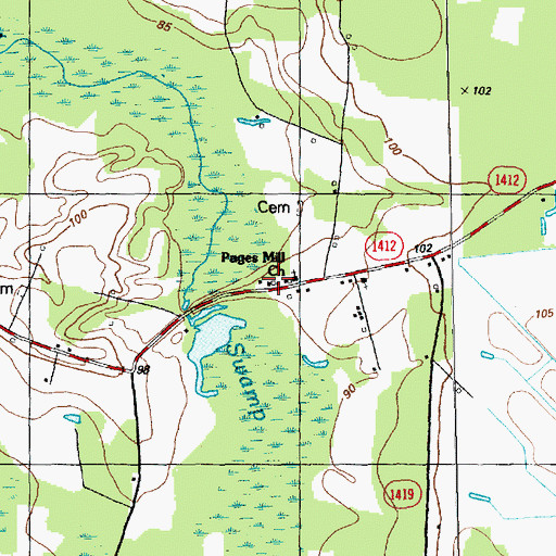 Topographic Map of Pages Mill Church, NC