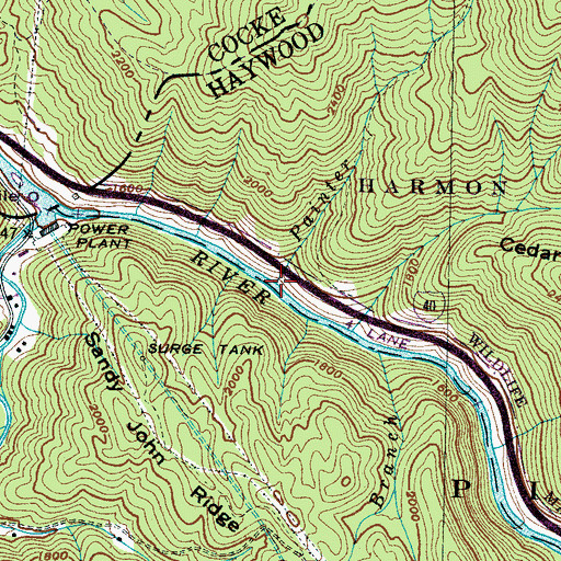 Topographic Map of Painter Branch, NC