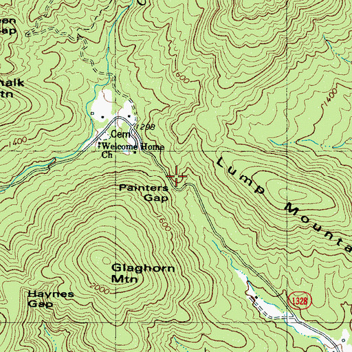Topographic Map of Painters Gap, NC