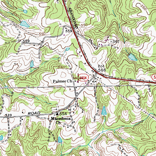Topographic Map of Palmer Church, NC