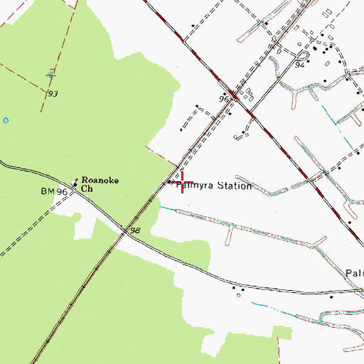 Topographic Map of Palmyra Station, NC
