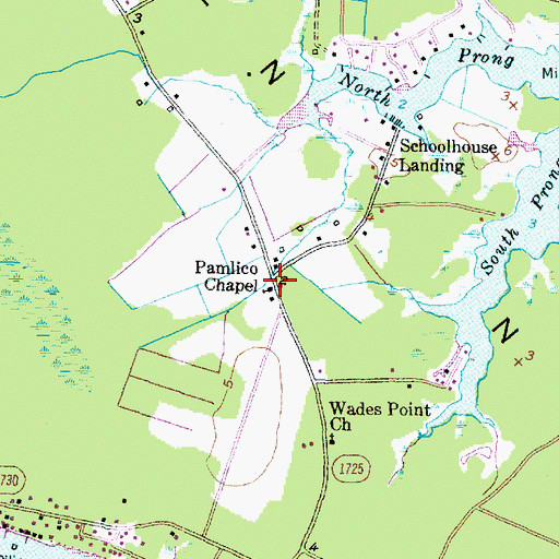 Topographic Map of Pamlico Chapel, NC
