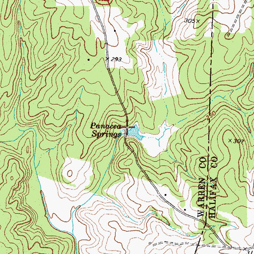 Topographic Map of Panacea Springs, NC
