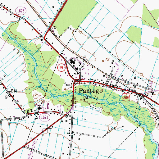 Topographic Map of Pantego, NC