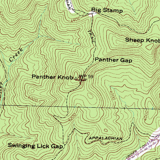 Topographic Map of Panther Knob, NC