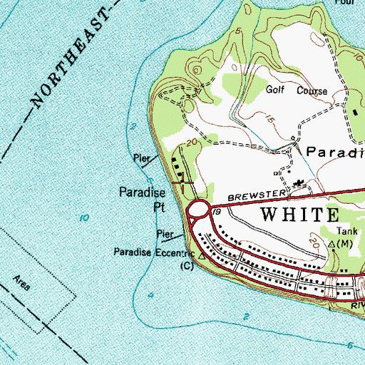 Topographic Map of Paradise Point, NC