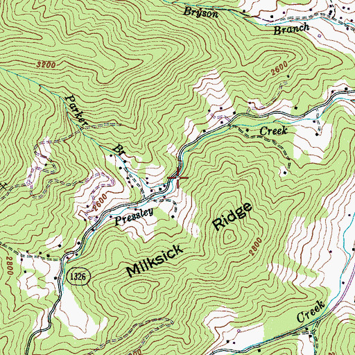 Topographic Map of Parker Branch, NC