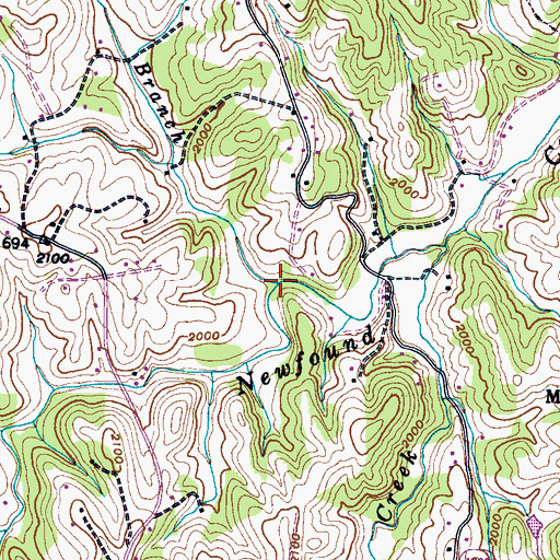 Topographic Map of Parker Branch, NC