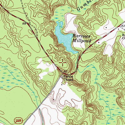 Topographic Map of Parker Chapel, NC