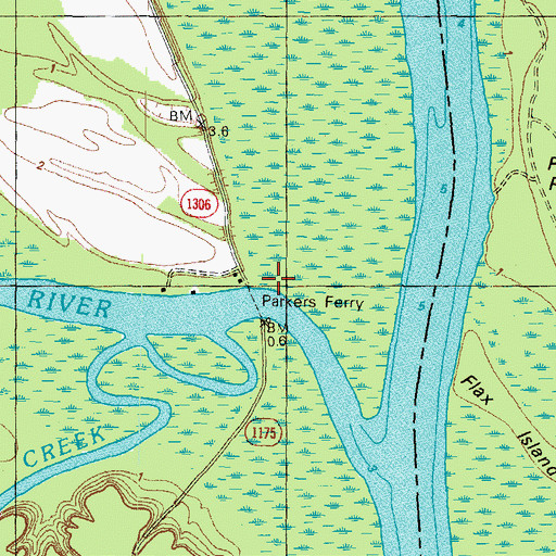 Topographic Map of Parkers Ferry, NC