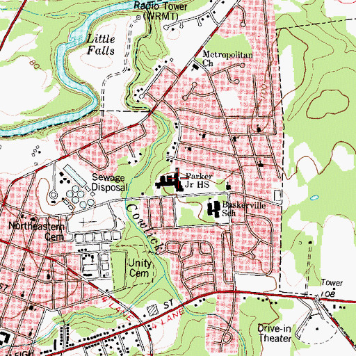 Topographic Map of Parker Junior High School, NC