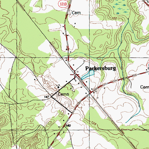Topographic Map of Parkersburg, NC