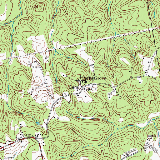 Topographic Map of Parks Grove Church, NC