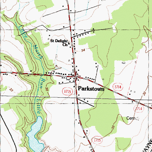 Topographic Map of Parkstown, NC