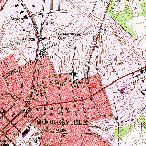 Topographic Map of Parkview School, NC
