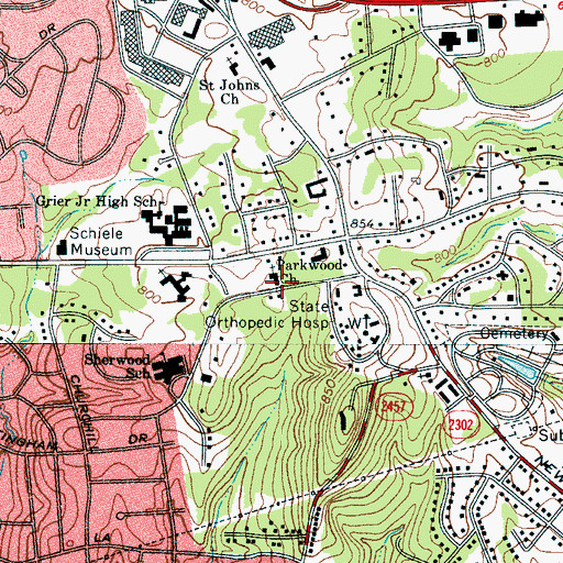 Topographic Map of Parkwood Church, NC