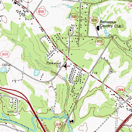 Topographic Map of Parkwood Church, NC