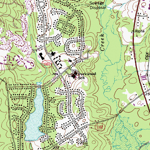 Topographic Map of Parkwood Elementary School, NC