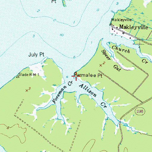 Topographic Map of Parmalee Point, NC