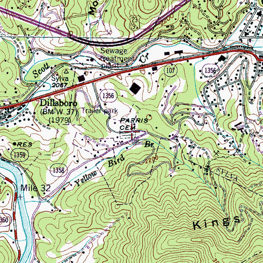 Topographic Map of Parris Cemetery, NC