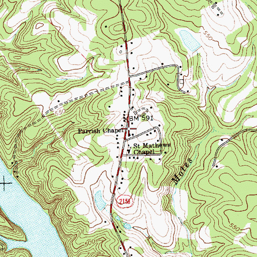 Topographic Map of Parrish Chapel, NC