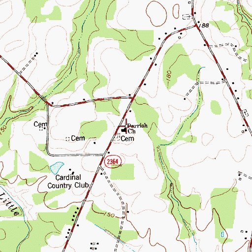 Topographic Map of Parrish Church, NC