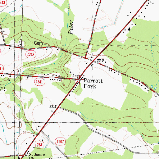 Topographic Map of Parrott Fork, NC
