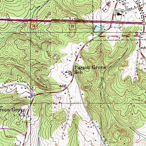 Topographic Map of Parson Grove School, NC