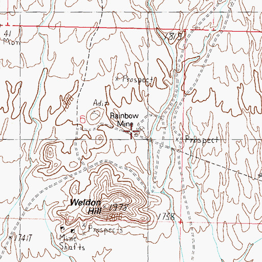 Topographic Map of Rainbow Mine, AZ