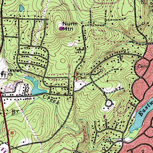 Topographic Map of Partin Family Cemetery, NC
