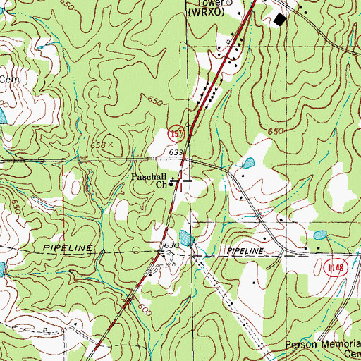 Topographic Map of Paschall Church, NC