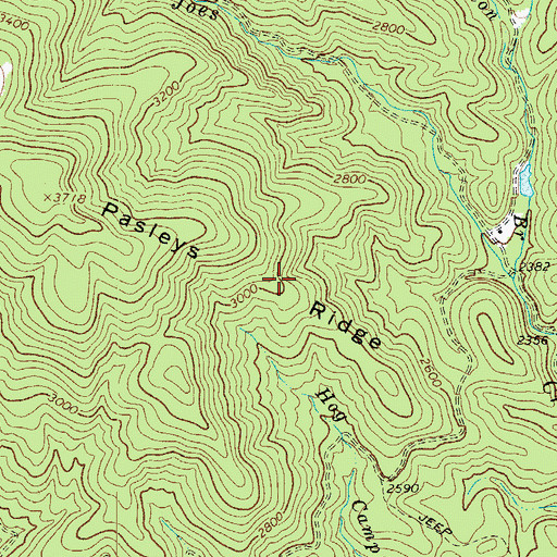 Topographic Map of Pasleys Ridge, NC
