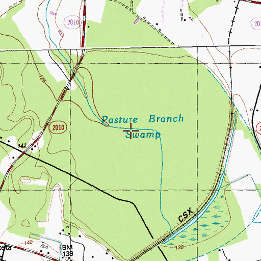 Topographic Map of Pasture Branch Swamp, NC