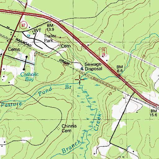 Topographic Map of Pasture Pond Branch, NC