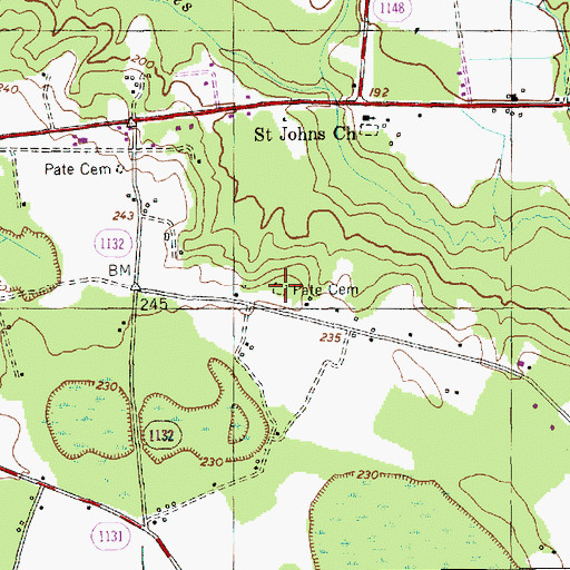 Topographic Map of Pate Cemetery, NC