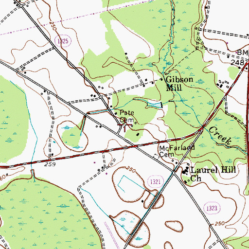 Topographic Map of Pate Cemetery, NC